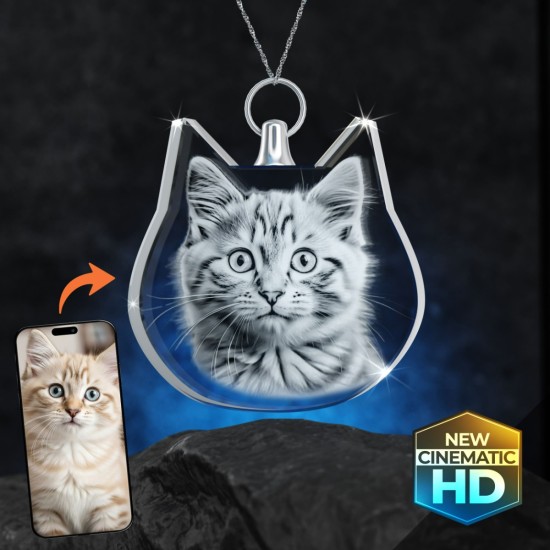 2D Crystal Cat Necklace main product photo