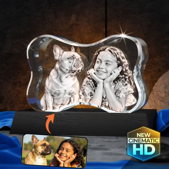 3D Crystal Dog Bone Horizontal main product photo