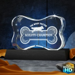 3D Crystal Dog Bone Horizontal Award