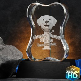3D Crystal Dog Bone Vertical Award