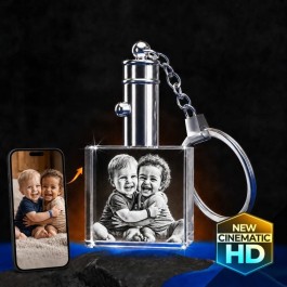 3D Crystal Square Keychains