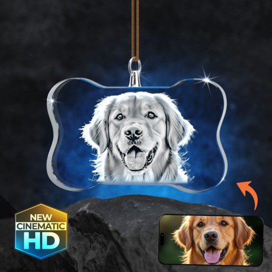 2D Crystal Dog Bone Ornament