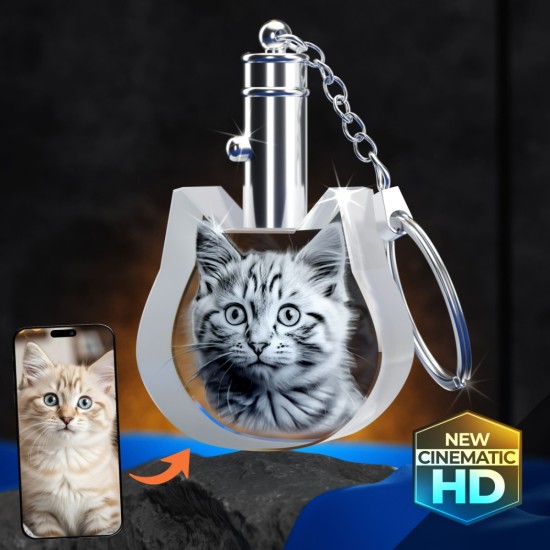 3D Crystal Cat Keychain