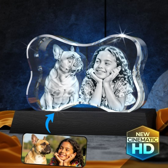 3D Crystal Dog Bone Horizontal