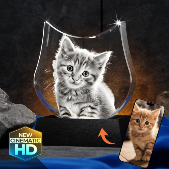 3D Crystal Large Cat 