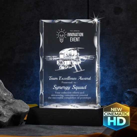 3D Crystal Notched Plaque Vertical