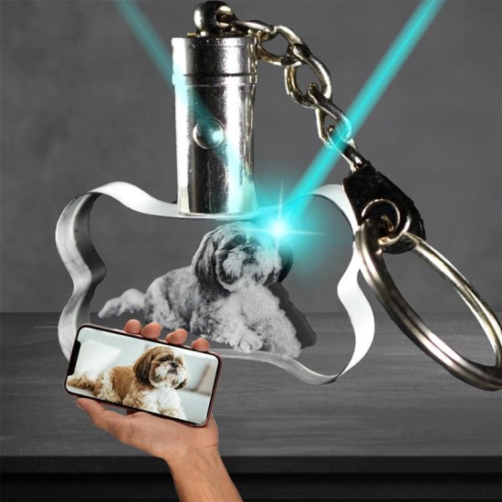 2D Crystal Dog Bone Keychain