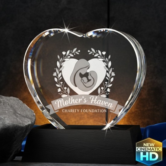 3D Crystal Heart Award