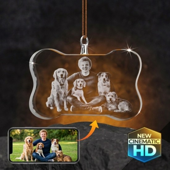 2D Crystal Dog Bone Ornament