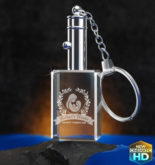 3D Crystal Rectangle Keychain Award