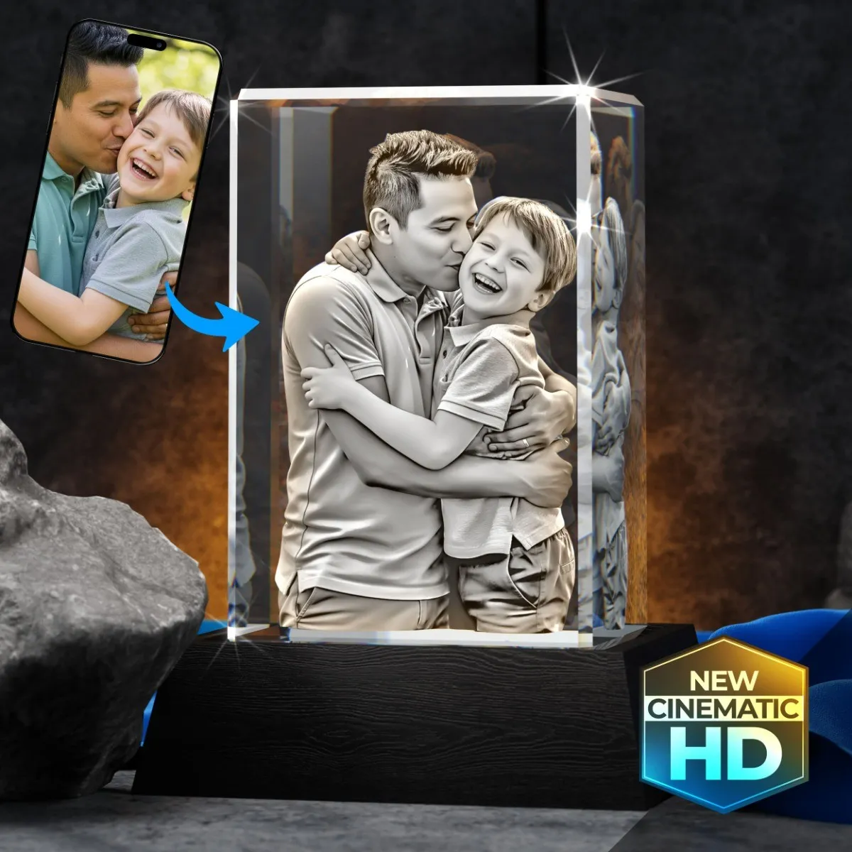 3D Crystal Rectangle Tall Personalized Photo Engraved Keepsake