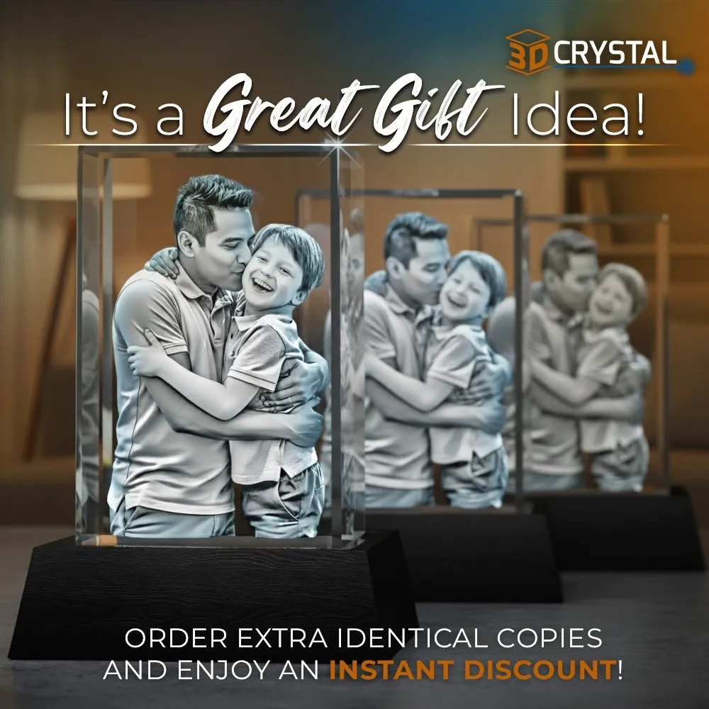 3D Crystal Rectangle Tall Personalized Photo Engraved Keepsake