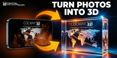 How can you turn any phone image into a 3D crystal engraving using Cockpit3D?