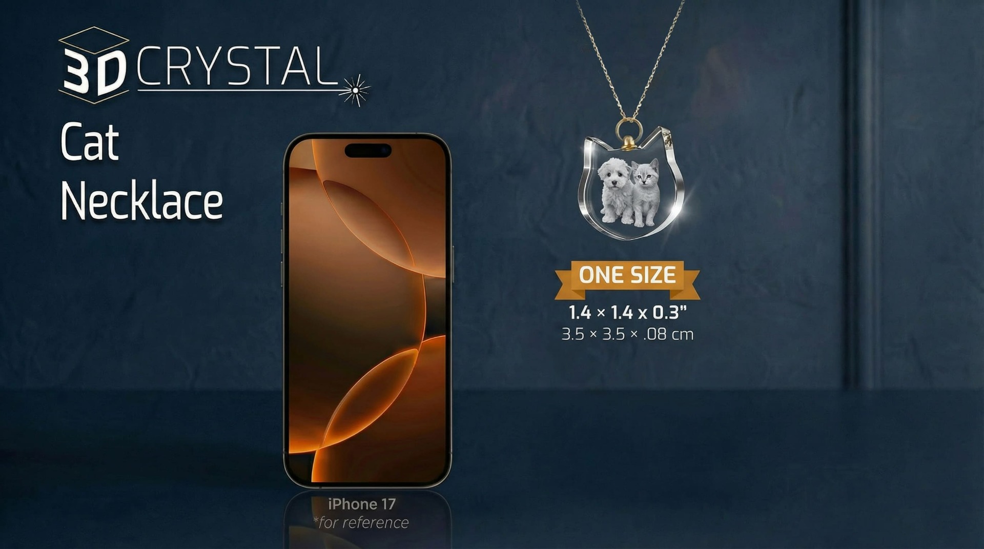 3d Crystal Cat Necklace Size Chart