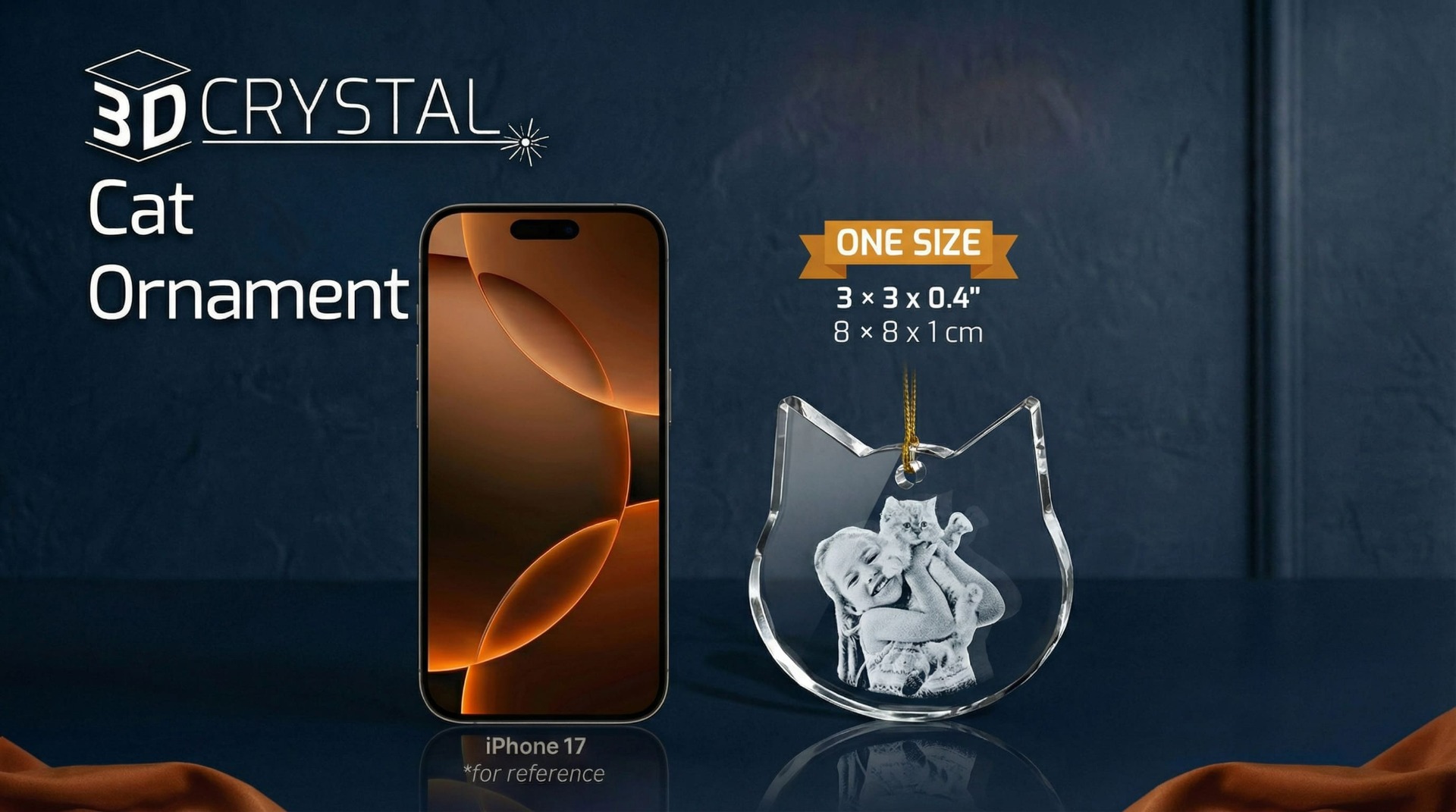 3d Crystal Cat Ornament Size Chart